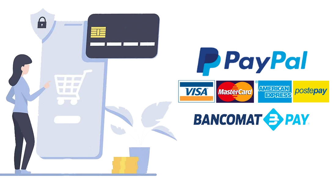 Carta di credito, Postepay, Paypal, BancomatPay